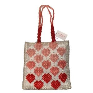 Isaac Mizrahi Beaded Heart Valentine Bag Tote NWT